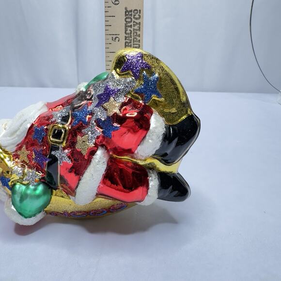 KURT ADLER Santa on Moon Xmas ornament Vintage Blown Glass Komozja Poland 2000 - Picture 14 of 14